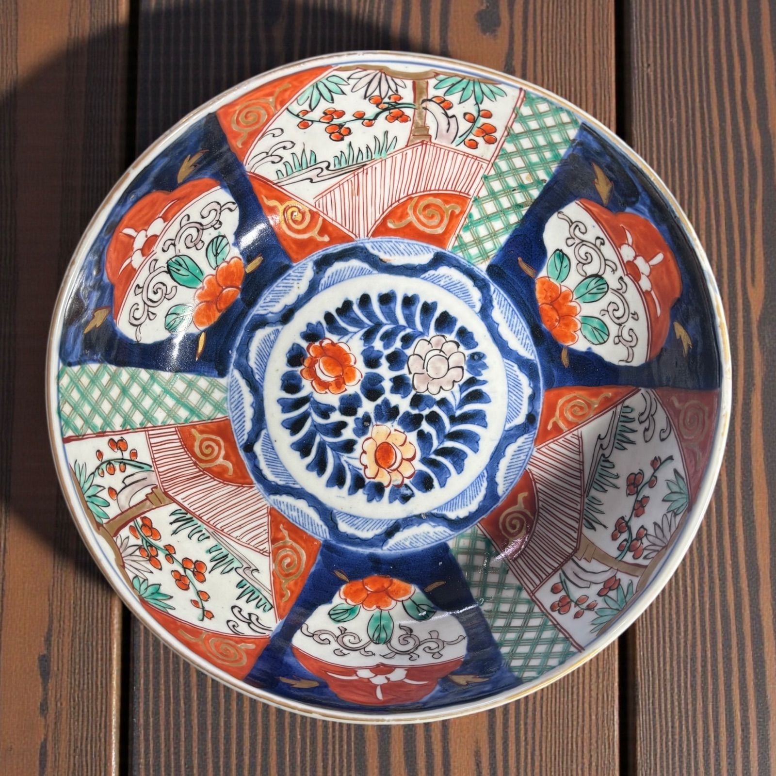 古伊万里 色絵 大鉢 梅草花文図 盛り鉢 取り皿 飾り皿 和食器 陶器