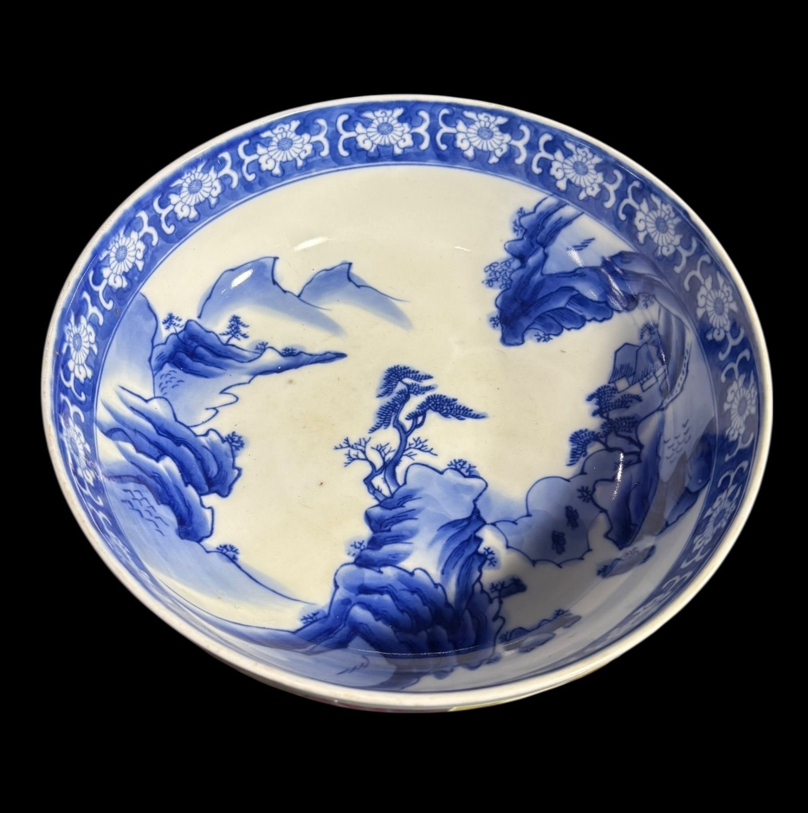 古伊万里 染付 大鉢 青 山水風景図 盛り鉢 取り皿 飾り皿 和食器 陶器