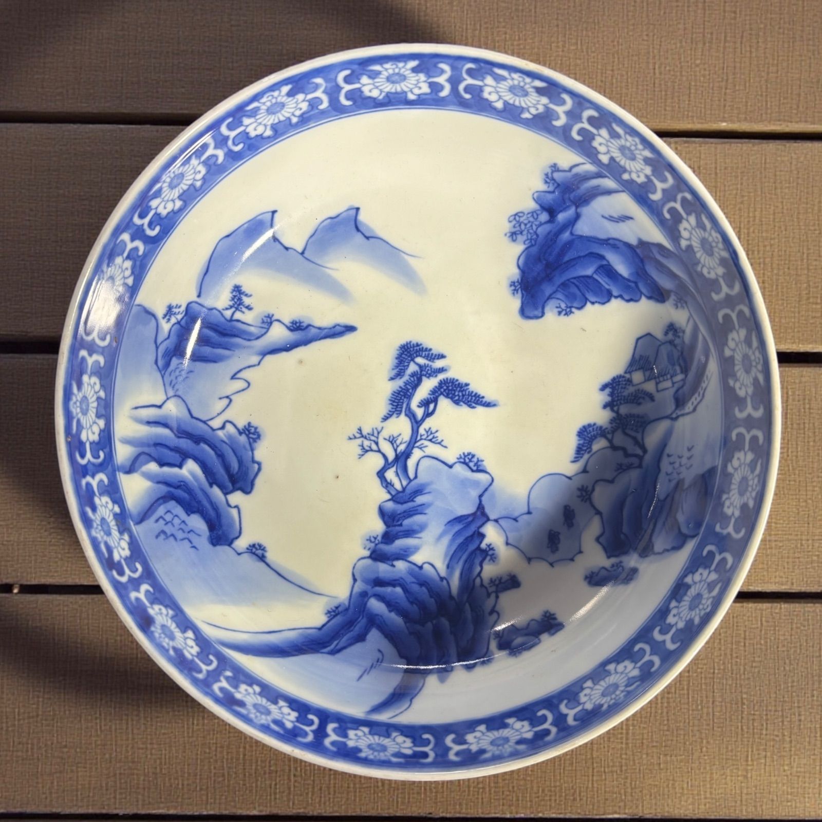 古伊万里 染付 大鉢 青 山水風景図 盛り鉢 取り皿 飾り皿 和食器 陶器