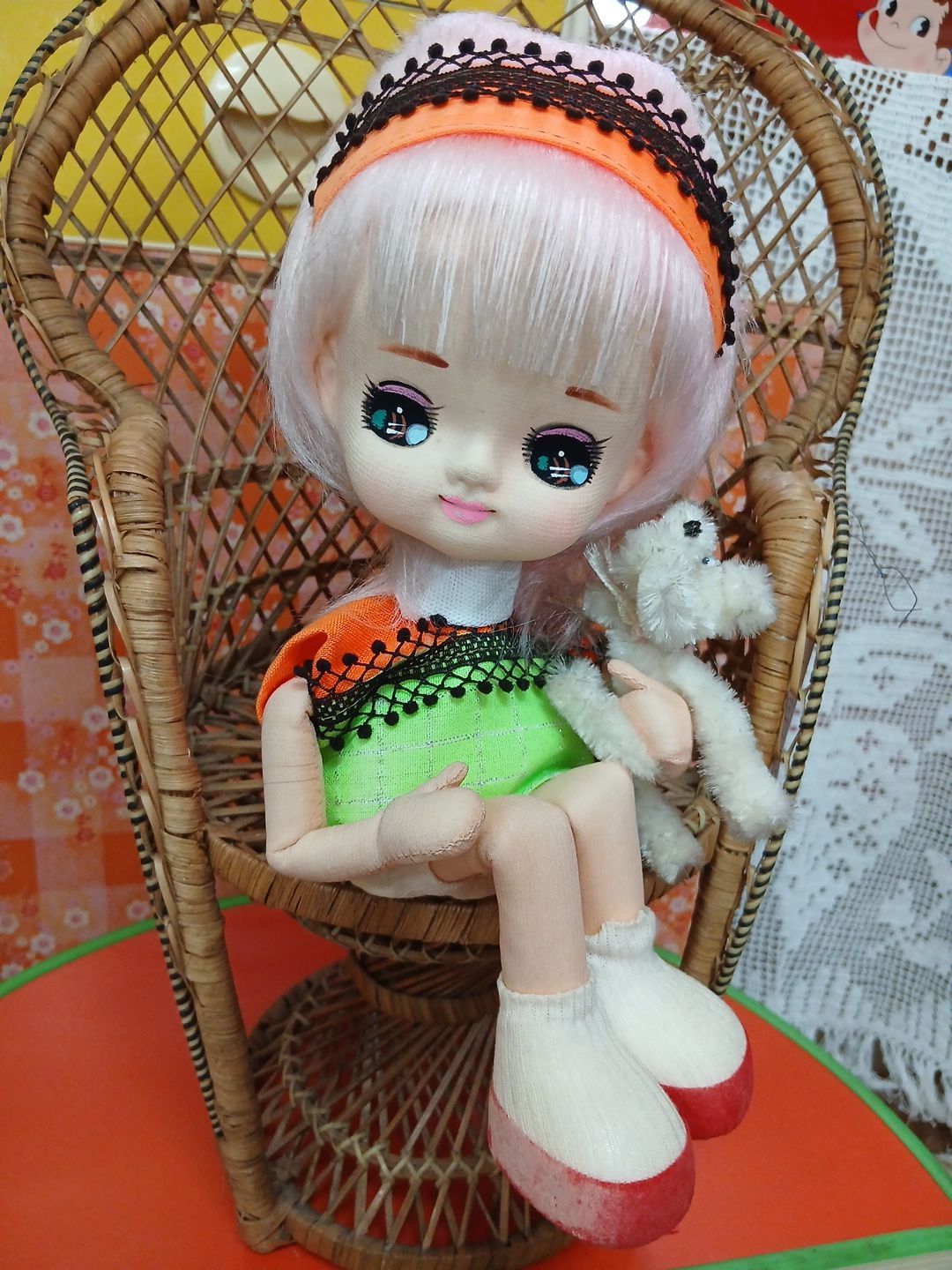 ORION　オリオンドール　昭和レトロ　希少　タグ付き 昭和レトロ ORION（オリオン） ポーズ人形 布ボディドール 女の子人形