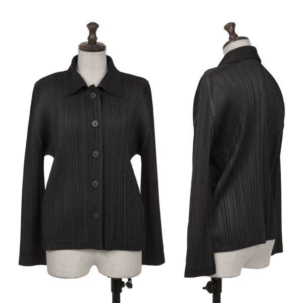 プリーツプリーズPLEATS PLEASE プリーツサイドボタンジャケット 黒3