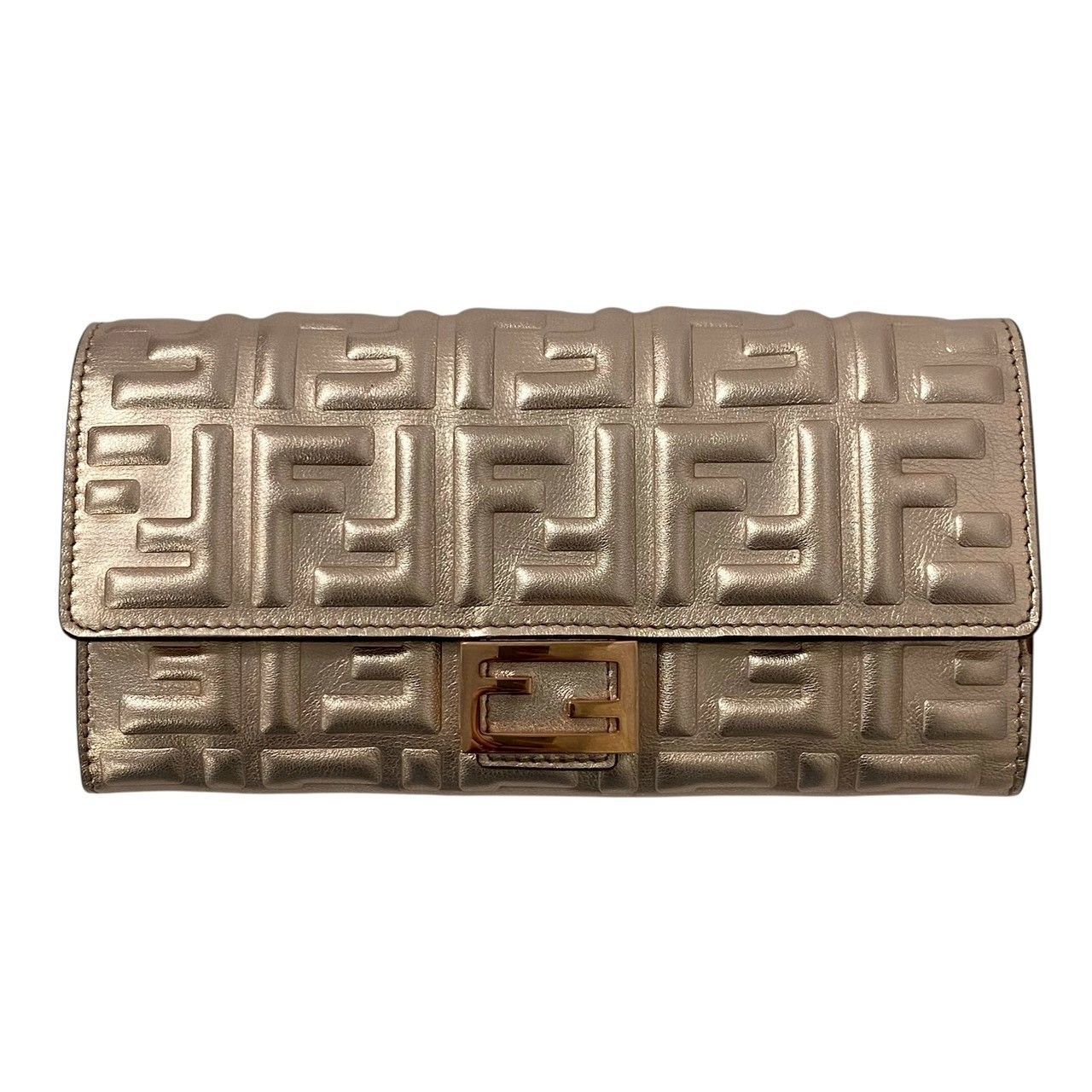 FENDI】エンボスロゴ コンチネンタル 長財布 8M0251 レザー ゴールド