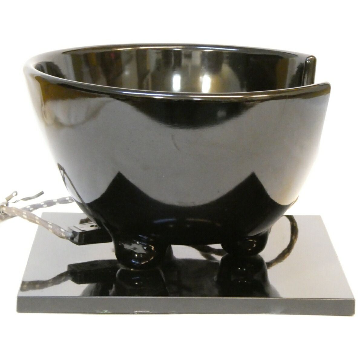 創巧野々田】 九寸 F406 黒真塗紅鉢 B 裏千家流炭型電熱 前瓦と香炊付