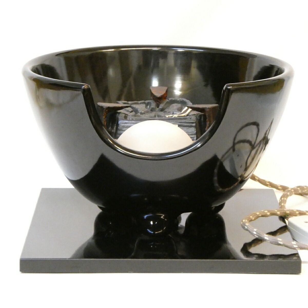 ☆ 創巧野々田 真塗風炉(紅鉢型)電熱器 在銘霰地紋棗釜 他フルセット送料込み ☆ 創巧野々田 真塗風炉(紅鉢型)電熱器 在銘霰地紋