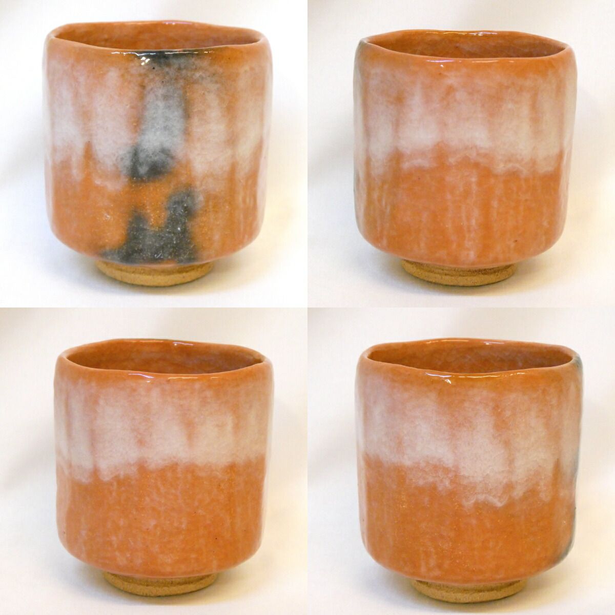 年末特売品】香川県 玉藻焼 二代 氏家常美作 赤楽 筒茶碗 茶道具【中古 