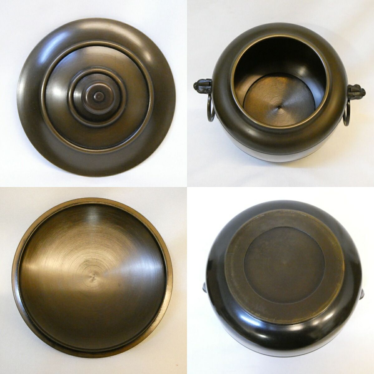 年末特売品】高岡鋳師 金谷浄雲作 利休好 唐銅皆具 一揃 鬼面鐶付 利休