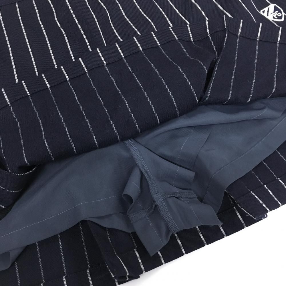 PEARLY GATES ネイビー ストライプ プリーツスカート 超美品】パーリーゲイツ プリーツスカート ネイビー×白 ストライプ