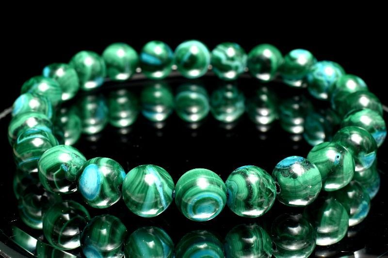 1点物】高発色◇希少共生 クリソコラインマラカイト 8mm コレクション