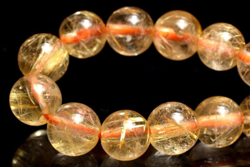 アクセサリー 【1点物】透明◇黄金の輝き ゴールドルチルクォーツ 7mm 