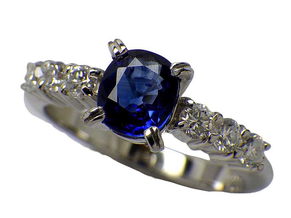 サファイア ダイヤモンドリング Pt900 4.54g 11号中宝ソーティング付き