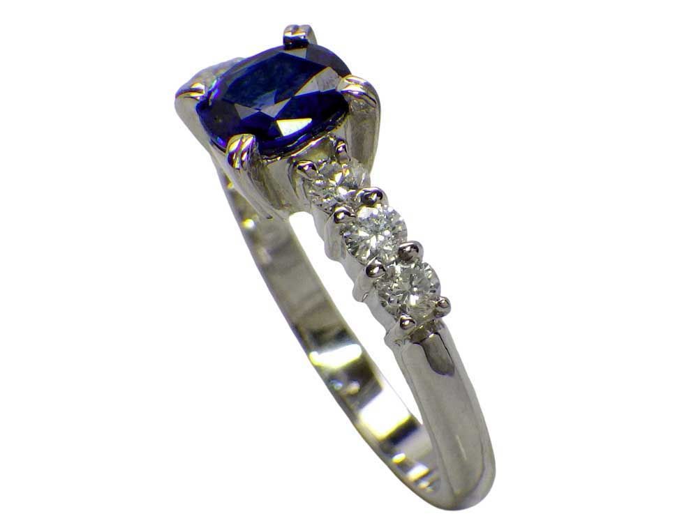 サファイア ダイヤモンドリング Pt900 4.54g 11号中宝ソーティング付き