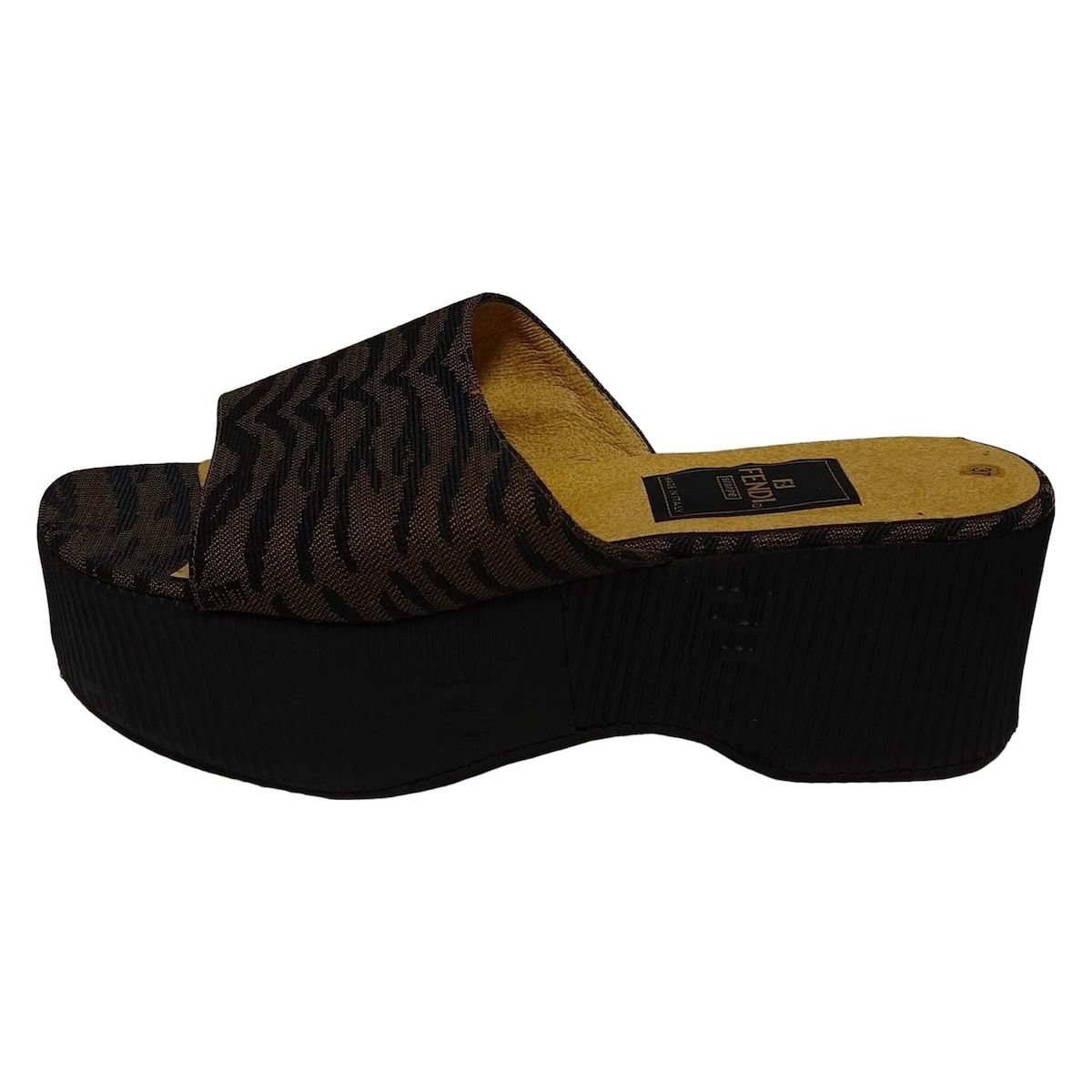 FENDI FFロゴ ミュール 37 FENDI(フェンディ) ミュール 37 レディース - 黒×ダークブラウン