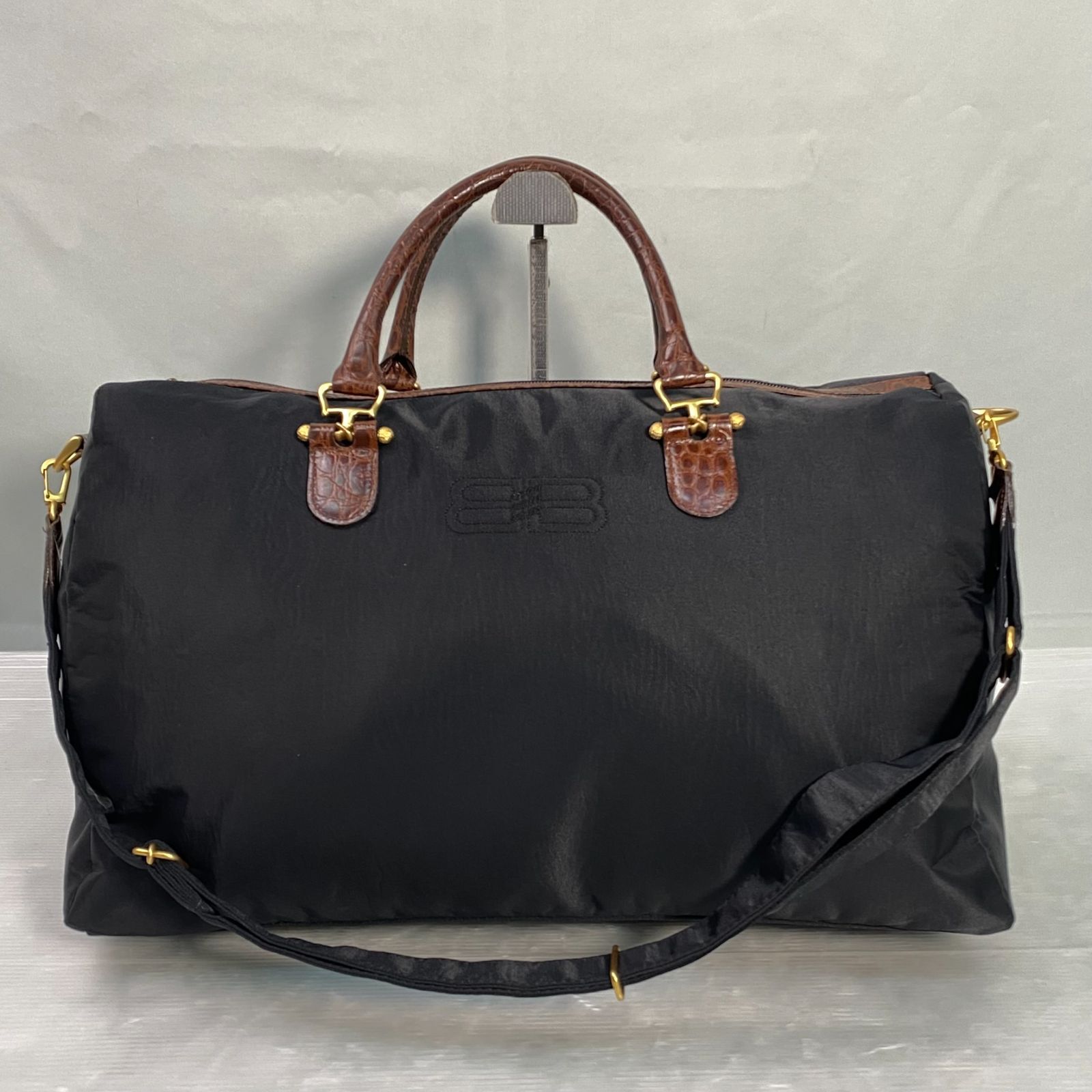 【レア】BALENCIAGA バレンシアガ　ボストンバッグ 2way ナイロン バレンシアガ ボストンバッグ ライセンス 2way クロコ型押し ナイロン