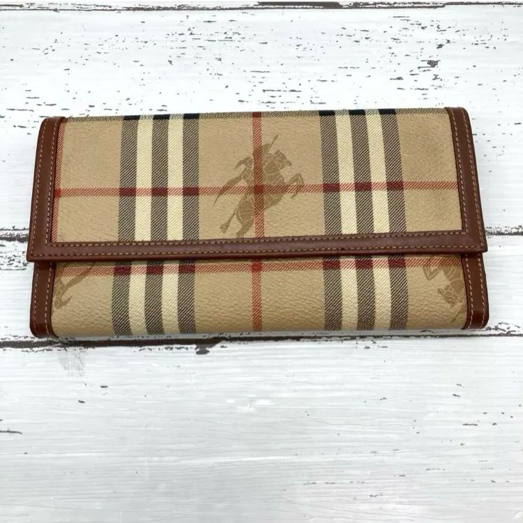 ブランド別 美品 BURBERRY バーバリー PVCレザー ノバチェック 折り