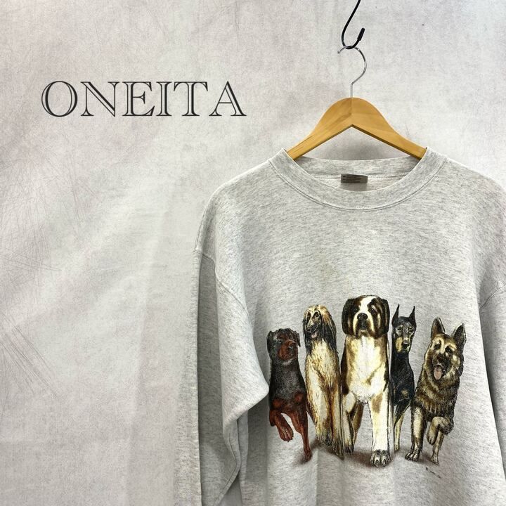 90s USA製 ONEITA 5dogs リンク プリント スウェット トレーナー 