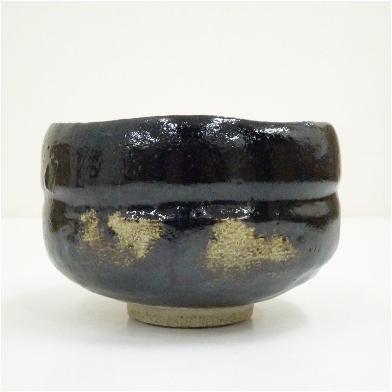 佐々木松楽造 黒楽茶碗（銘：瑞雲）（前大徳 福本積應書付）（共箱