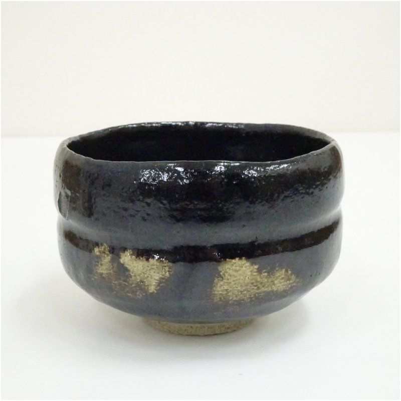 佐々木松楽造 黒楽茶碗（銘：瑞雲）（前大徳 福本積應書付）（共箱