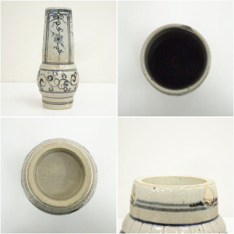 萬古焼 八幡窯 堀野証嗣造 安南花入（共箱） 花入れ 茶道 茶道具 花瓶