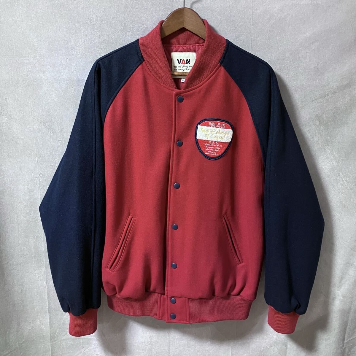 VAN JAC ヴァンヂャケット ウールレーヨン メルトン アーチ刺繍