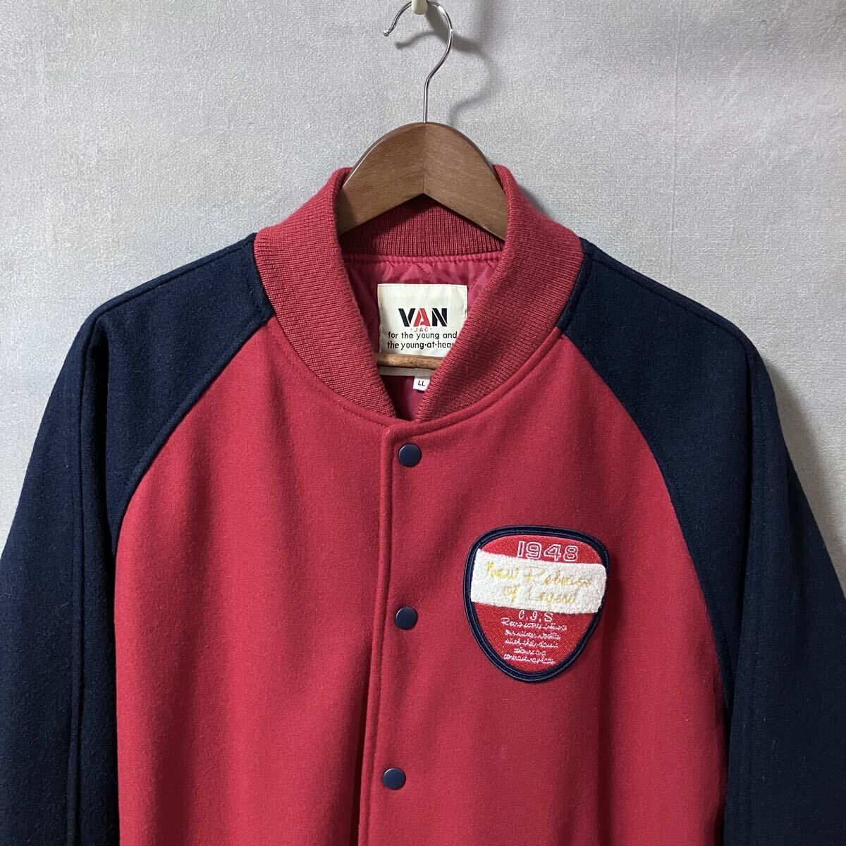 VAN JAC ヴァンヂャケット ウールレーヨン メルトン アーチ刺繍