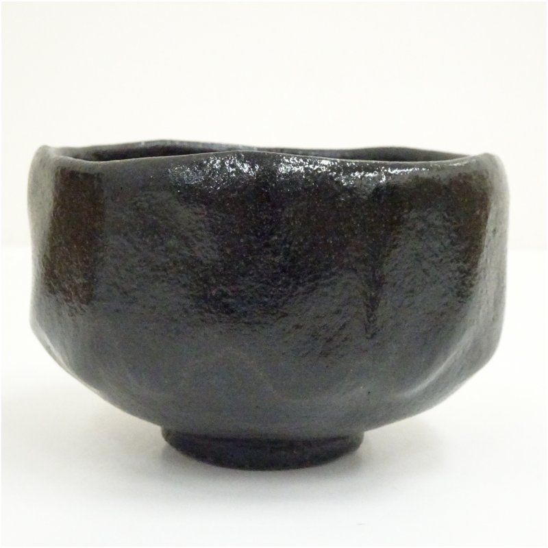 玉藻窯 氏家常平造 黒楽茶碗（共箱） 茶道 抹茶 おしゃれ 抹茶茶碗