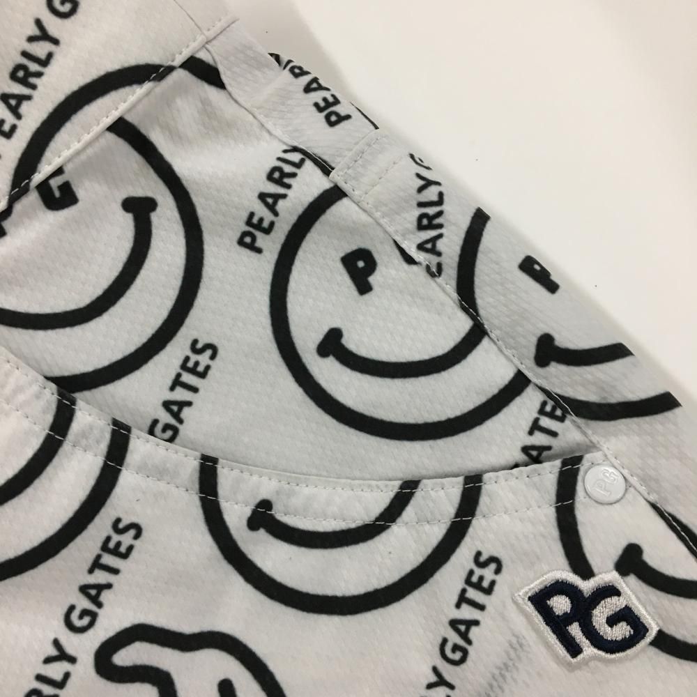 パーリーゲイツ スカート 白×ネイビー 総柄 ニコちゃん スマイル