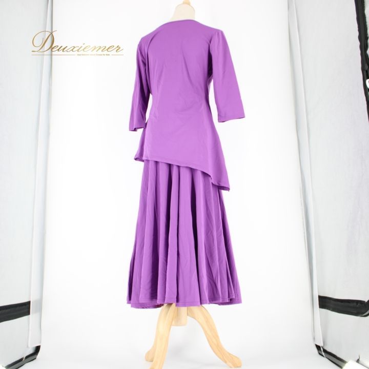 【美品 社交ダンス衣装】上下セット レッスンウェア A vivare 紫 派手 社交ダンス 衣装 スタンダード 上下セット ツーピース レッスンウェア