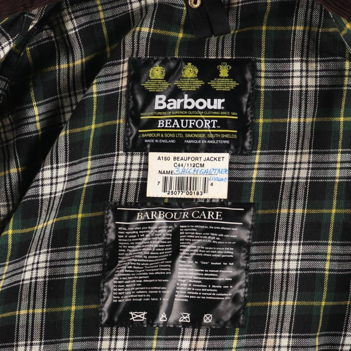 古着 80~90年代 バブアー Barbour BEAUFORT ビューフォート 旧3