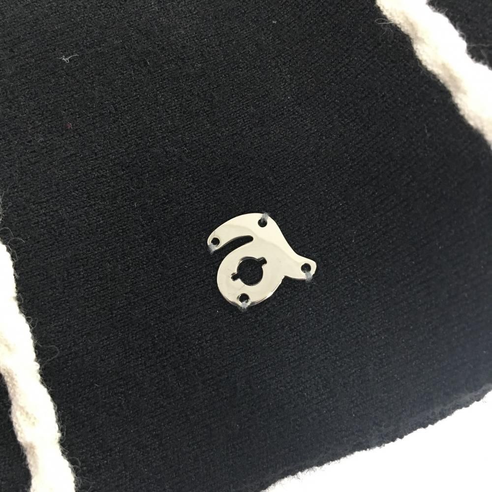 美品】アルチビオ ニットスカート 黒×白 ケーブル編みライン ウール混