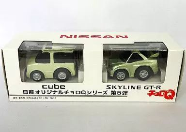中古】ミニカー チョロQ キューブ(ホワイト)＆スカイライン GT-R