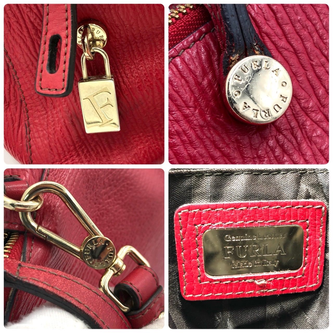 FURLA フルラ ハンドバッグ ショルダーバッグ 2way 赤 レッド レザー 