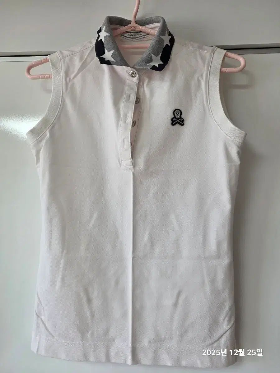 MARK & LONA マークアンドロナ 白 ノースリーブ ポロTシャツ 星 カラ M