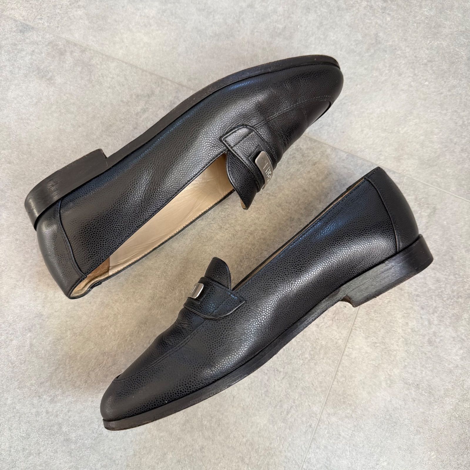 CHANEL シャネル ロゴプレート キャビアスキン ローファー ブラック