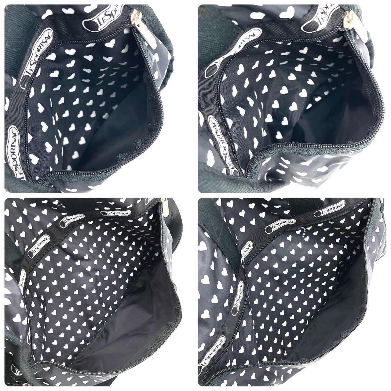 美品】レスポートサック ボストンバッグ ハート柄 黒 2点 セット 2way
