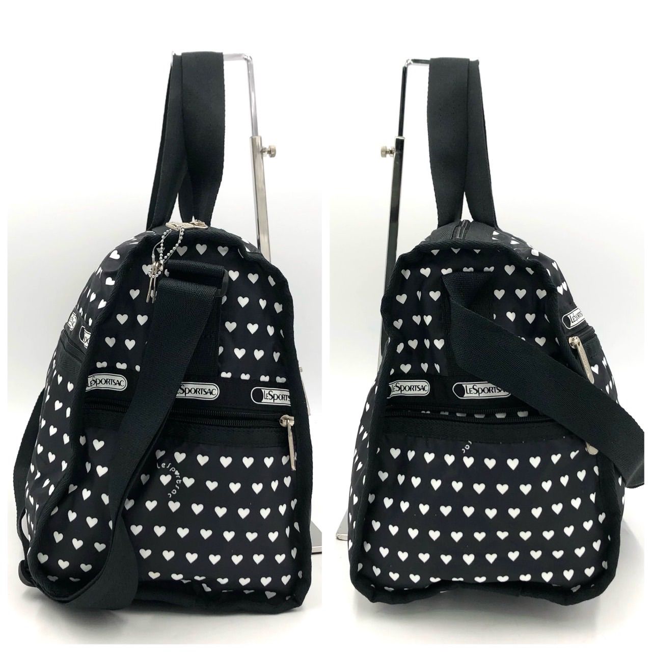 美品】レスポートサック ボストンバッグ ハート柄 黒 2点 セット 2way