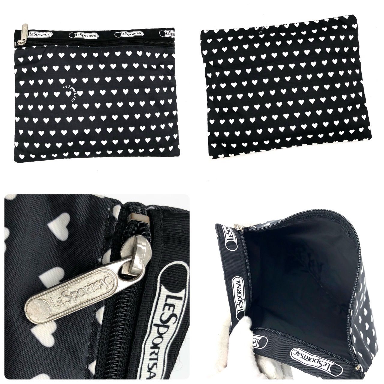 美品】レスポートサック ボストンバッグ ハート柄 黒 2点 セット 2way 