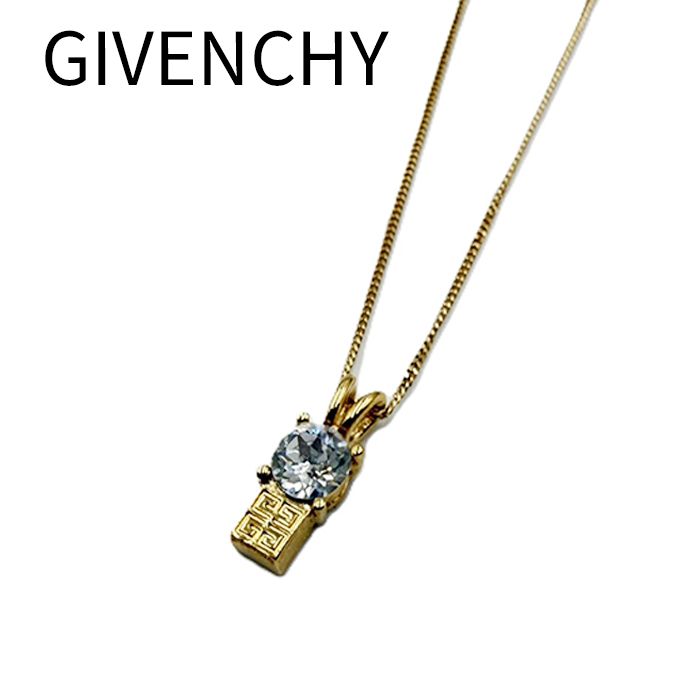 GIVENCHY ジバンシィ ネックレス ゴールド クリアストーン ロゴ 
