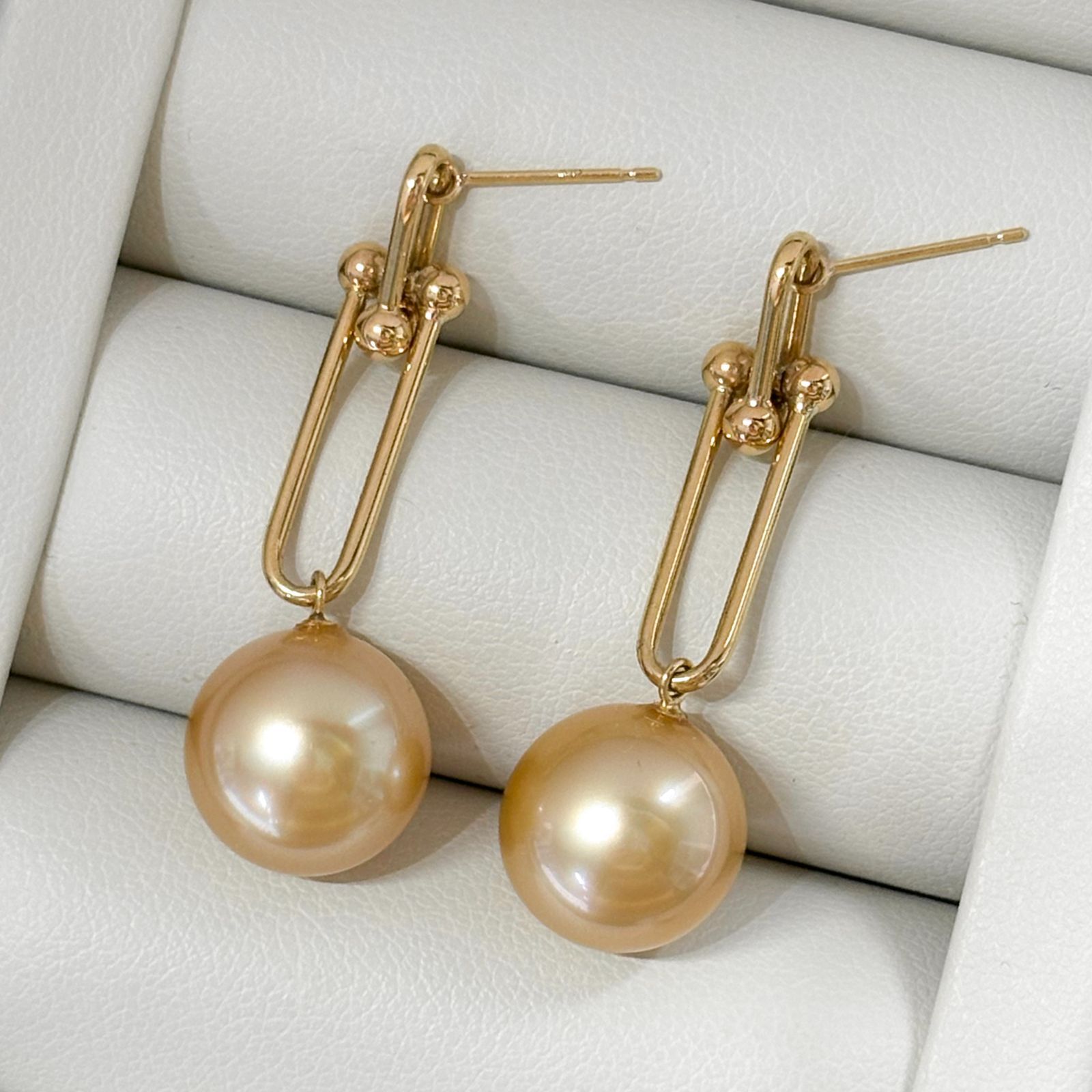 南洋コールド真珠 12-12.5mm K18チェーンピアス 大粒 - メルカリ