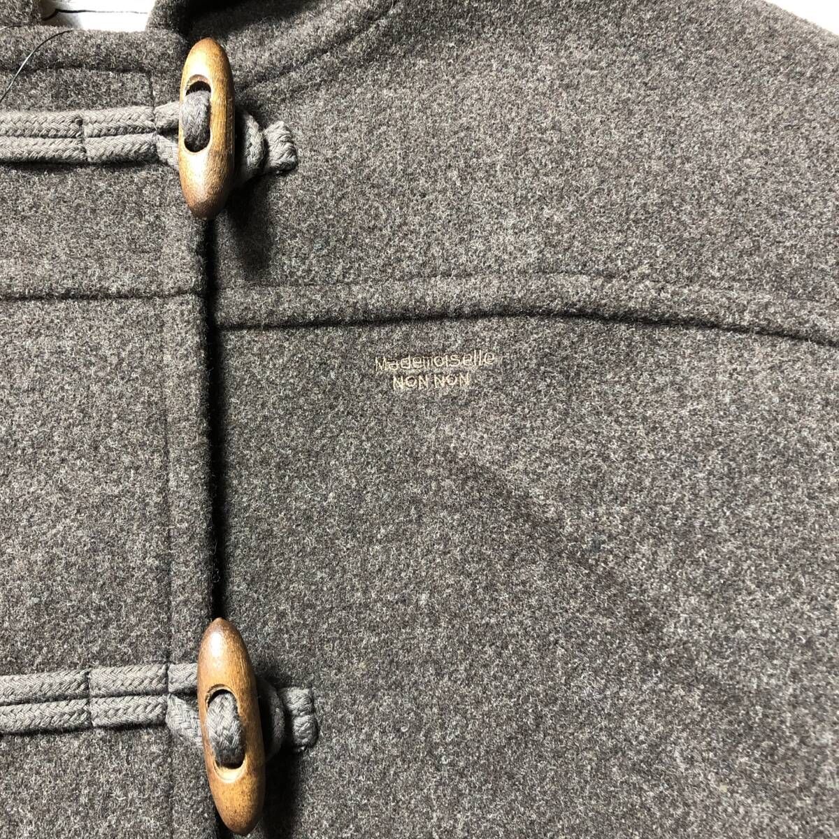 WQ997○Mademoiselle NONNON ：裏地チェック ダッフルコート ブラウン