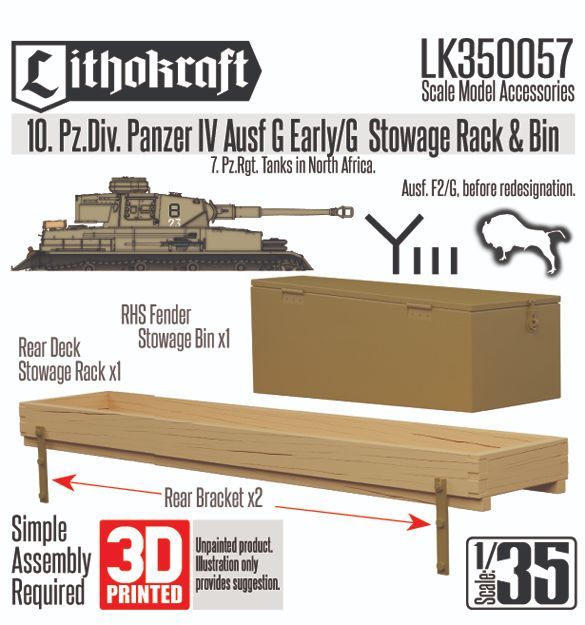 リソクラフト LK350057 1/35 WWII ドイツ IV号戦車F2型/G型用 荷物ラック/雑具箱 第10装甲師団バージョン