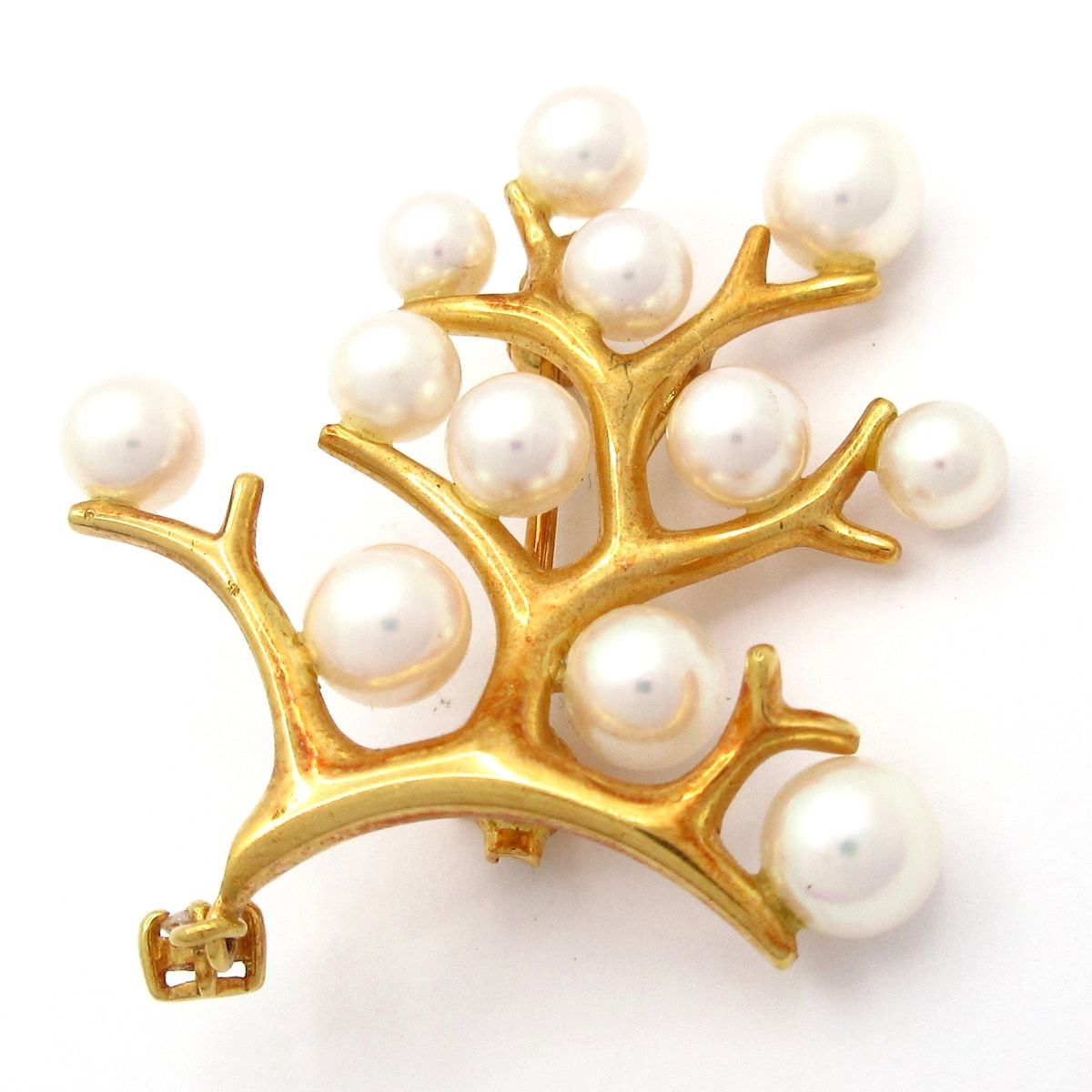 ✨美品✨ミキモト　K18 ブローチ mikimoto(ミキモト) ブローチ - K18YG×白×ダイヤモンド 1Pダイヤ/約