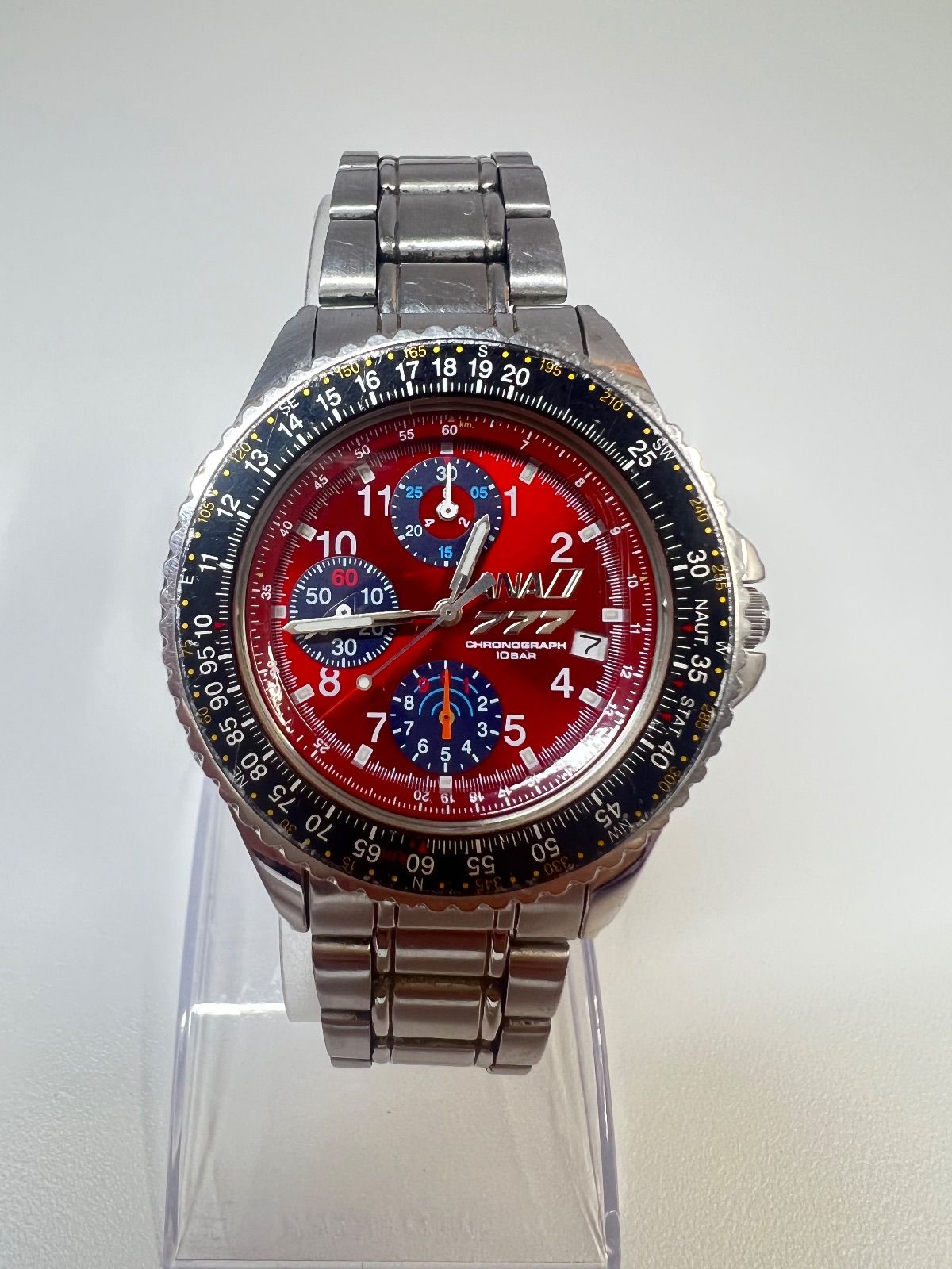 ANAコラボ ボーイング777 セイコー クロノグラフ クオーツ時計 不動品 
