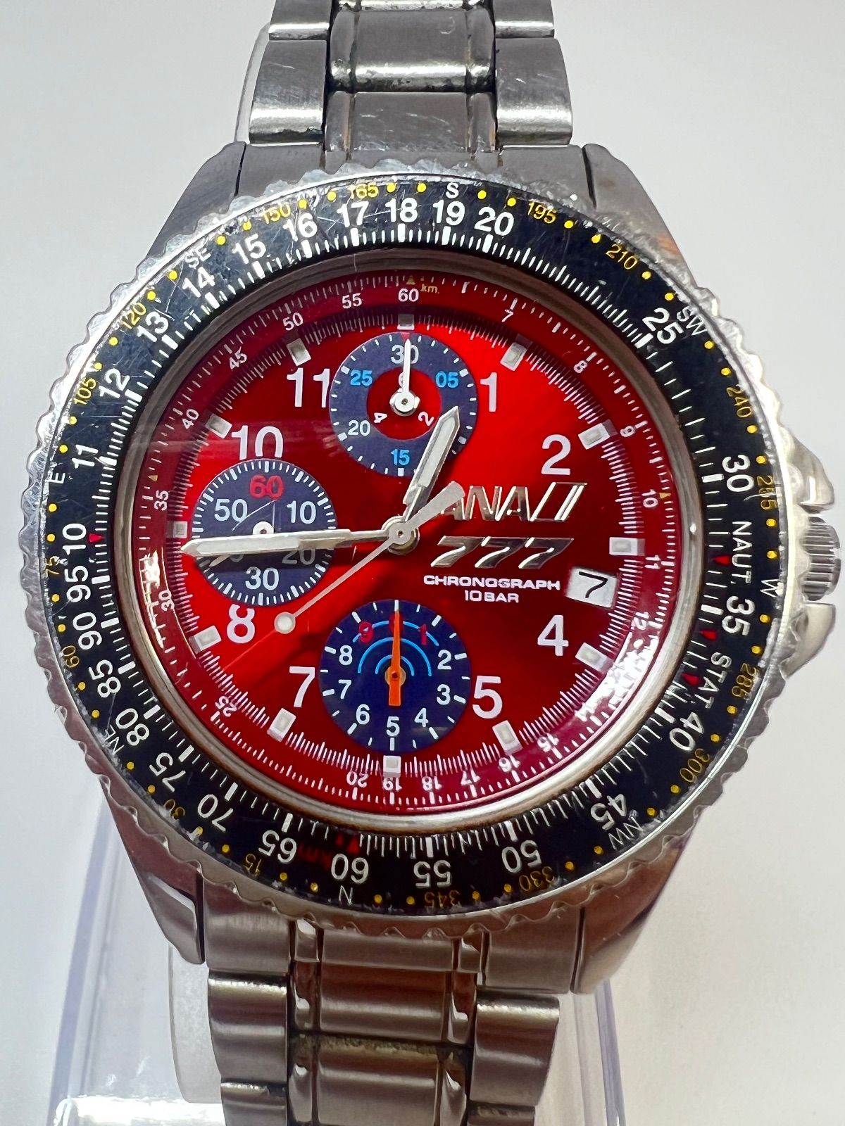 ANAコラボ ボーイング777 セイコー クロノグラフ クオーツ時計 不動品 
