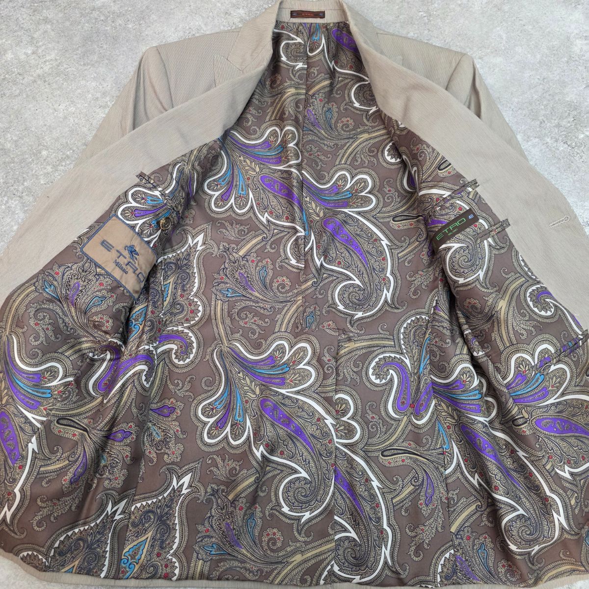 ETRO エトロ ペイズリー柄 総裏地 ストライプ テーラードジャケット