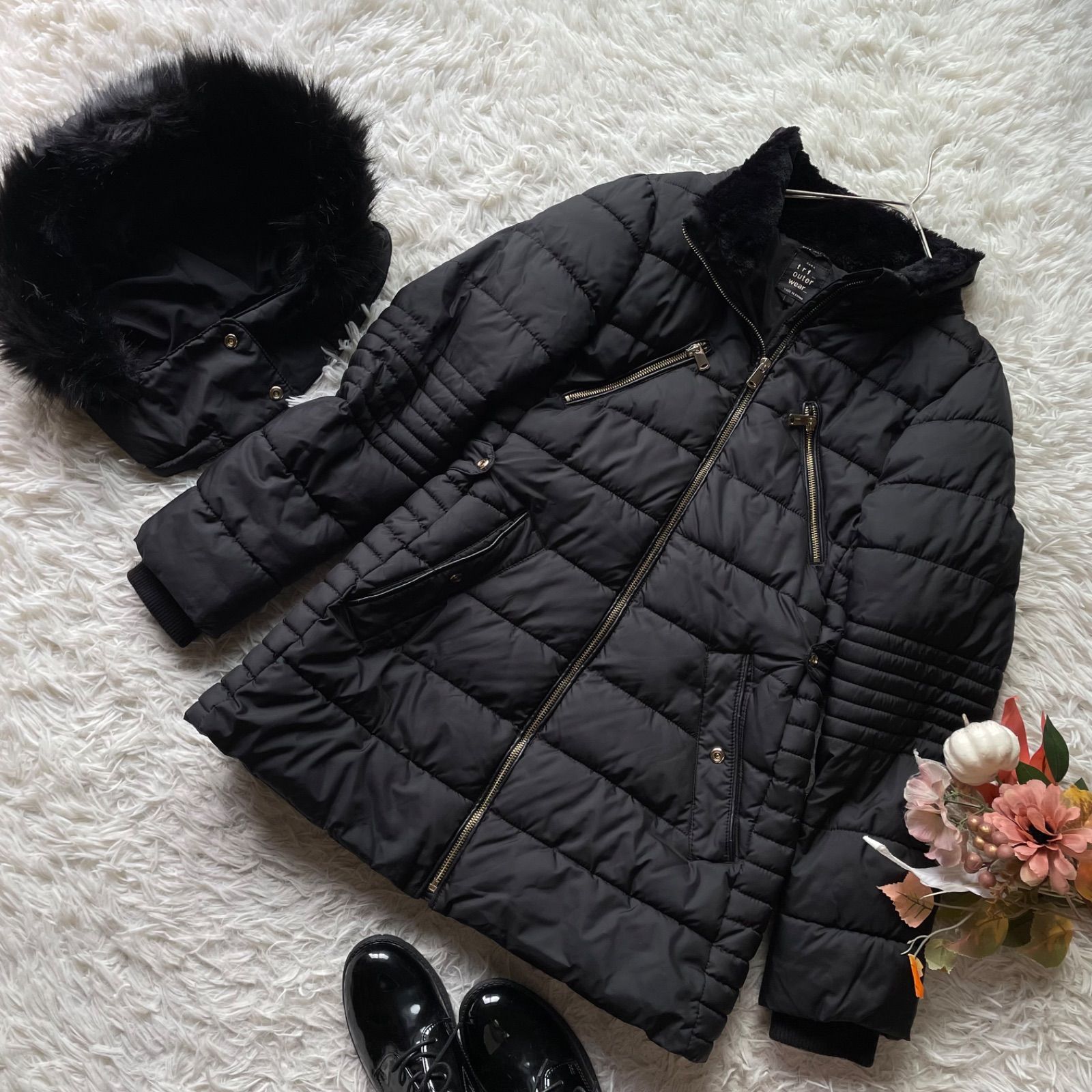 ZARA ザラ 3way中綿ダウンジャケット コート フード着脱可能 