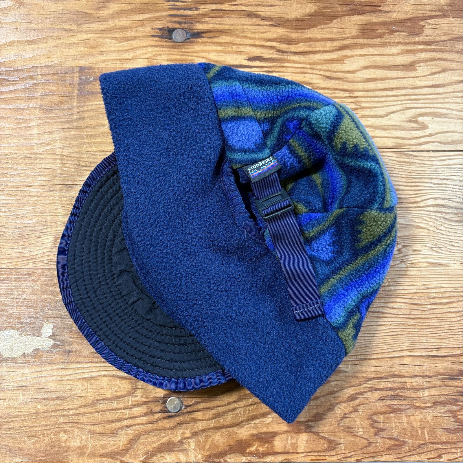90s 1999年 USA製 patagonia Synchilla Duckbill Cap 【 navy pattern