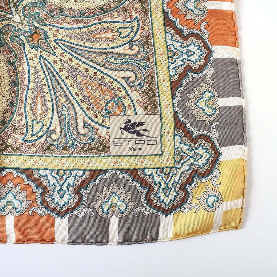 MNK25085 新品同様 ETRO エトロ シルク スカーフ ペイズリー柄 総柄