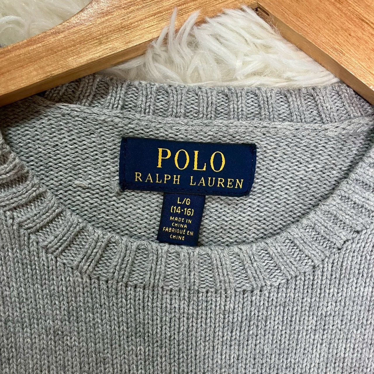 ポロラルフローレン ニット セーター ポロベア コットン100％ グレー S