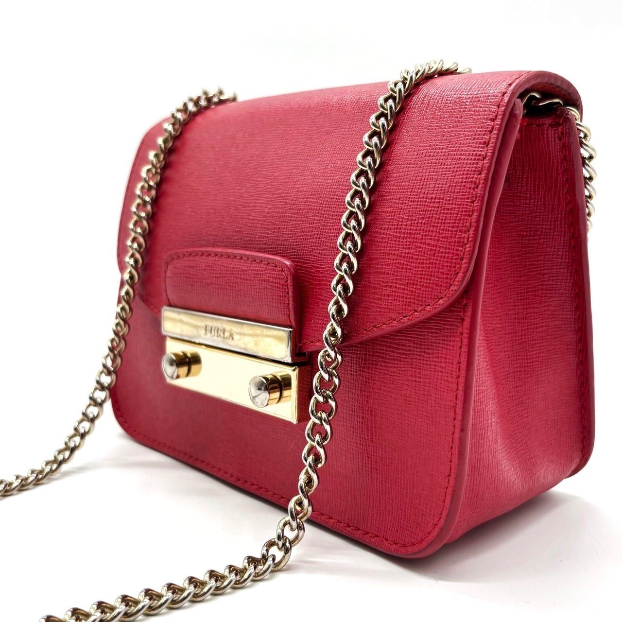 FURLA トートバッグ 赤 レザー ✨良品✨ FURLA フルラ ゴールド 