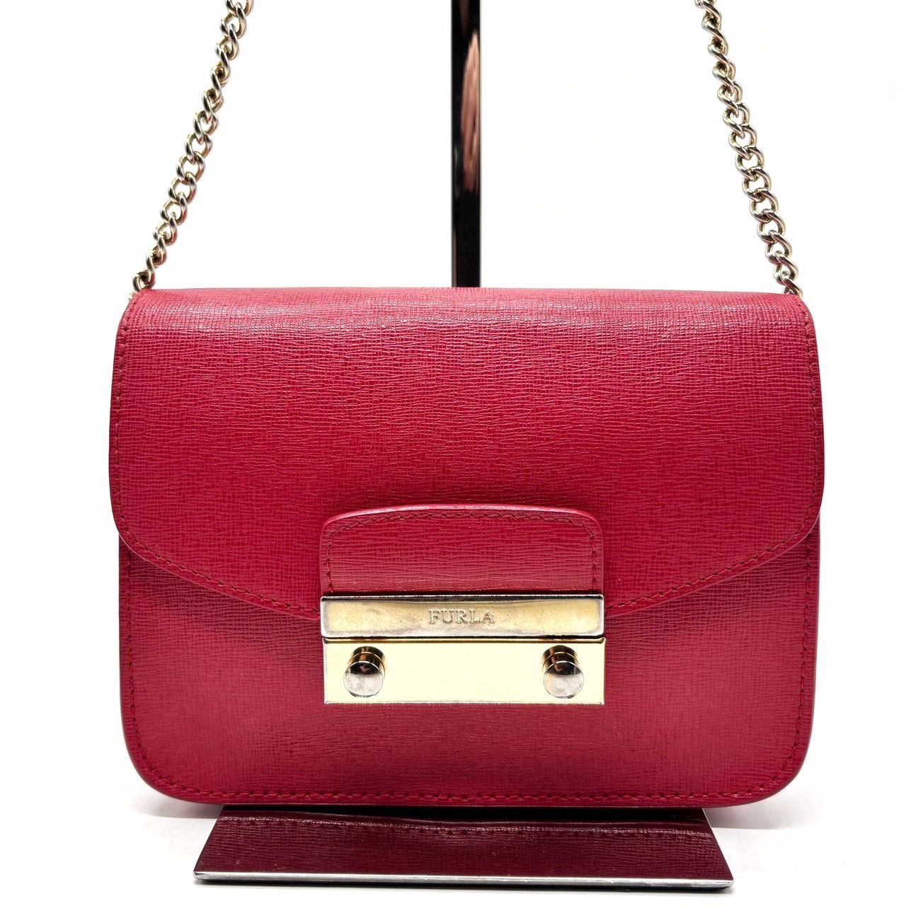 ✨良品✨ FURLA フルラ ゴールドフラップ チェーン ショルダーバッグ 